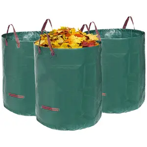 72 Gallon Reusable Yard Waste Bag, Large Lawn Garden Bags, Heavy Duty Collapsible Garden Leaf Trash Container, Stand-Up Grass Clipping Bin, with Reinforcement Ring and Handles