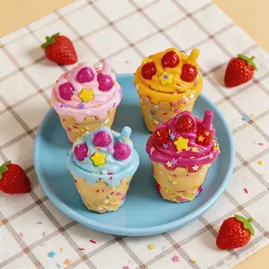 Strawberry Ice Cream Squishy Toy TPR Material Slow Rise Stress Relief ASMR Kawaii TikTok Viral Fidget Sensory Desk Decor Gift Kids Adults Teens Home Office School Anti Anxiety Squeeze Toy
