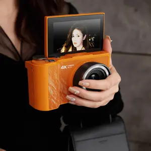 4K High-Definition Mirrorless Point & Shoot Digital Camera - 180° Flip-Screen, Beauty Lighting, Automatic Focus, Portable for Travel Daily Life Recording
