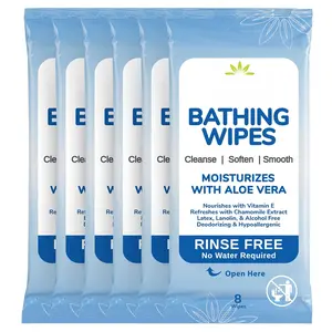 XL Rinse Free Bathing Wipes for Adults w/Aloe | Waterless Cleansing for   | Disposable Adult  Bath Wet Wipe for  Bedridden | 48 wipes