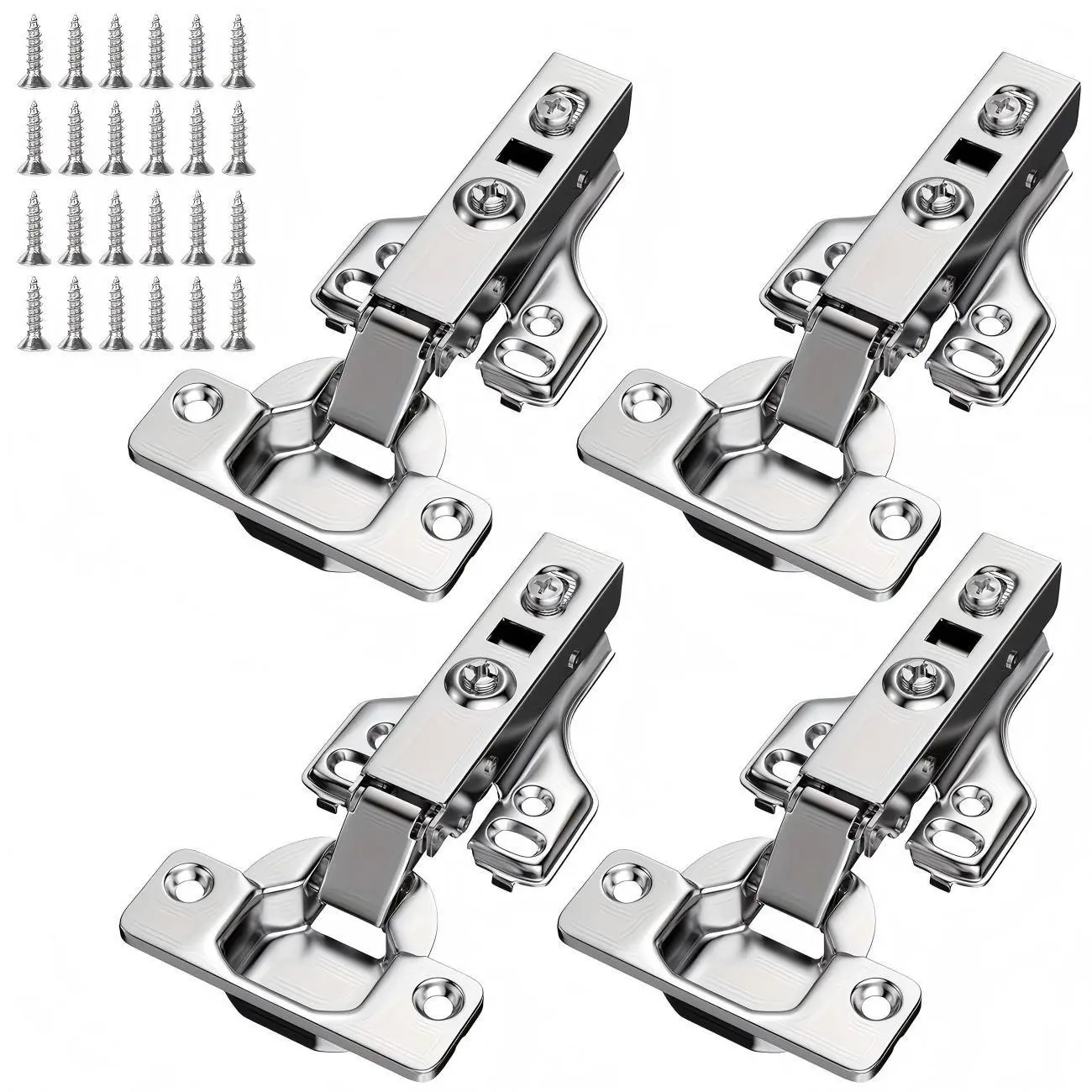 4/12 Cabinet Hinge Set, Concealed Hinges, Hidden Door Hinge, Door Hardware for Kitchen Cabinets, Bedroom Closets, Bathroom Doors, Full Coverage Design, Quiet Hydraulic Soft Close, Includes Installation Screws