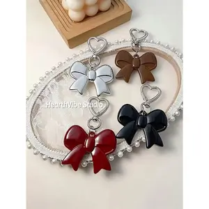 2026 Bow Love Bag Pendant - Girl's Heart Keychain | Available In Red, Black, Silver, And Brown, Suitable For Different Styles Of Outfits And Bags, Bow Pendant, Valentine's Day And Mother's Day Gifts|Bag Charm Decoration Pendant|Bag Charms Accessory