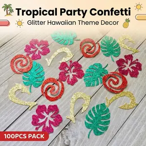 100 Tropical Flower Confetti, Birthday Party Decorations, Hawaiian Theme Party Supplies, Summer Beach Party Essentials
