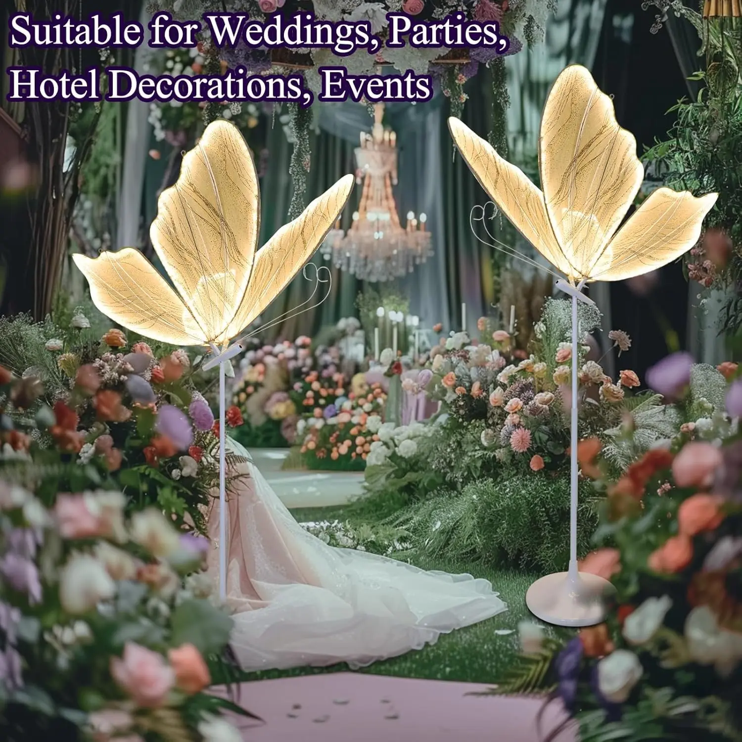 CNCEST 2PCS 110V AC Butterfly LED Floor Lamp Wedding Venue Decoration Lighting Wedding Party Hotel Home Indoor Romantic Adjustable Height US Plug Brides Event Planners Home Decor Enthusiasts