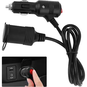 3Ft Car Cigarette Lighter Extension Cord with On Off Switch & Dust Cap,12V Cigarette Lighter Socket with 18AWG Extension Cable & 15A Fuse,Cigarette Lighter Plug Fit for Air Compressor (1 Tuo 1)