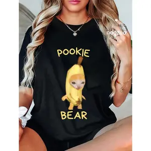 100% Cotton Pookie Bear Banana Cat Meme Funny Meme Internet Memes GenZ T-Shirt