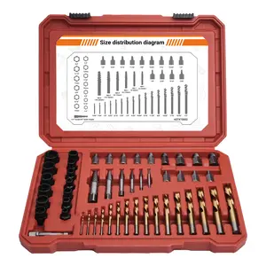 49PCS Screw & Bolt Extractor Set with Left Hand Drill Bit Set, Multi-Spline Easy Out Broken Bolt Remover Tools for Damaged Stripped Rounded-Off Bolts, Socket Screws, Nut, Studs and Fittings