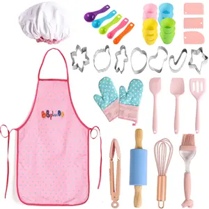 Real Kids Baking and Cooking Sets - 38 Pcs Real Baking Supplies for Junior Chef Includes Kids Apron and Chef Hat, Baking Utensils - Complete Gift Cooking Kits for The Curious Child