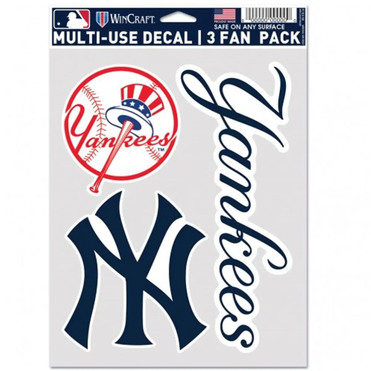 Wincraft 9416606940 MLB New York Yankees Multi-Use Sports Stickers - Unisex Fan Accessory, Pack of 3, 0.625 lbs