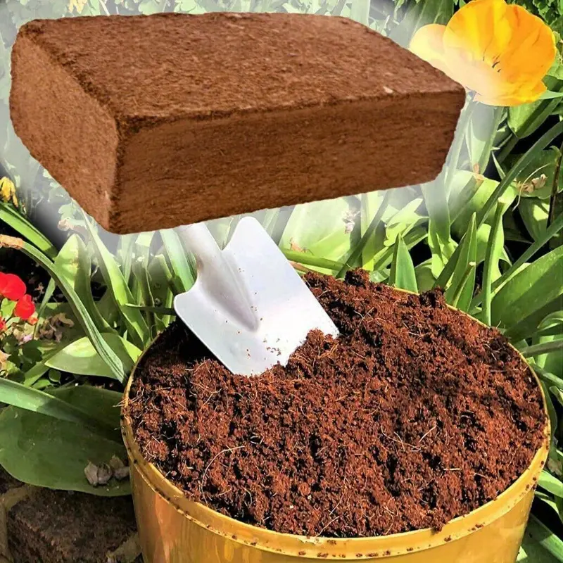 1 Pack Compressed Coco Coir Brick, Square Coconut Husk Fiber Block, Organic Coir Potting Soil for Gardening & Plant Growing, Planting Soil
