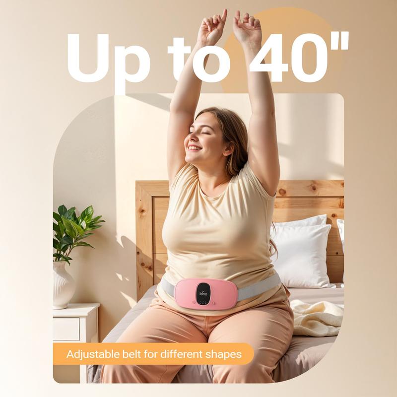 IDOO Portable Cordless Heating Pad, Valentines Day Gift, Triple Vibrating Waist & Abdominal Massager for Cramps Relief, 5S Fast Heating, Perfect Gift for Women, Period Cramp Solution, Endometriosis Pain Relief