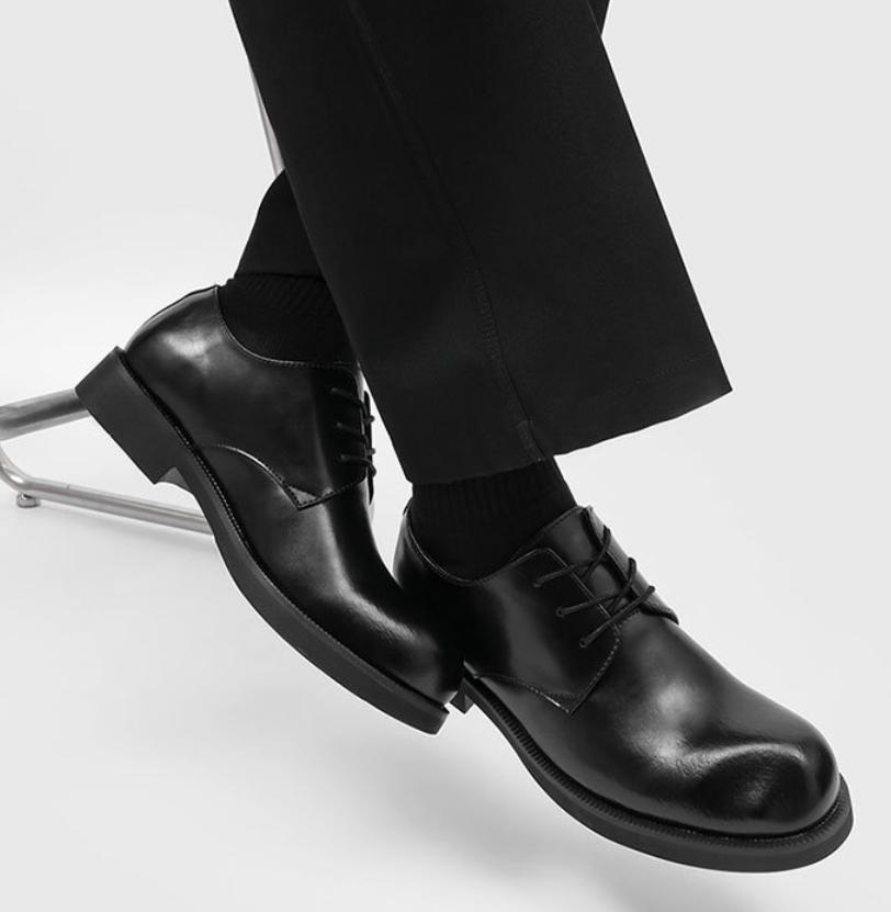 Men's Cleanfit Business Shoes Platform Black Simple Design Comfortable All-Season