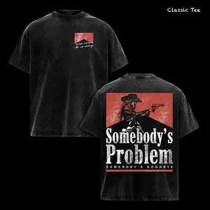 Somebody’s Problem Shirt – M. Wallen Country Music Graphic Tee, Vintage Western Cowboy Gun Design, Acid Washed Oversized T Shirt, Retro Red Aesthetic Double Printed, Heavyweight Cotton Unisex Casual Tee, Gift for Country Music Fans