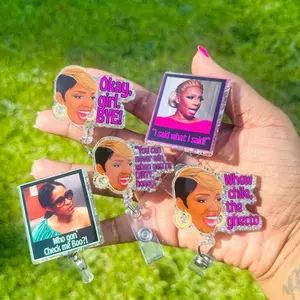 Sarcastic Healthcare Worker Badge Reel - Glitter Acrylic Alligator Clip