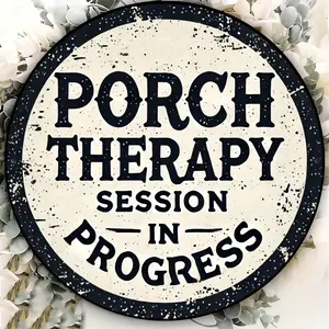 Vintage 'Porch Relax Session In Progress' Round Aluminum Sign - Perfect for Home, Bar, Cafe & Garage Decor, 8x8 inches