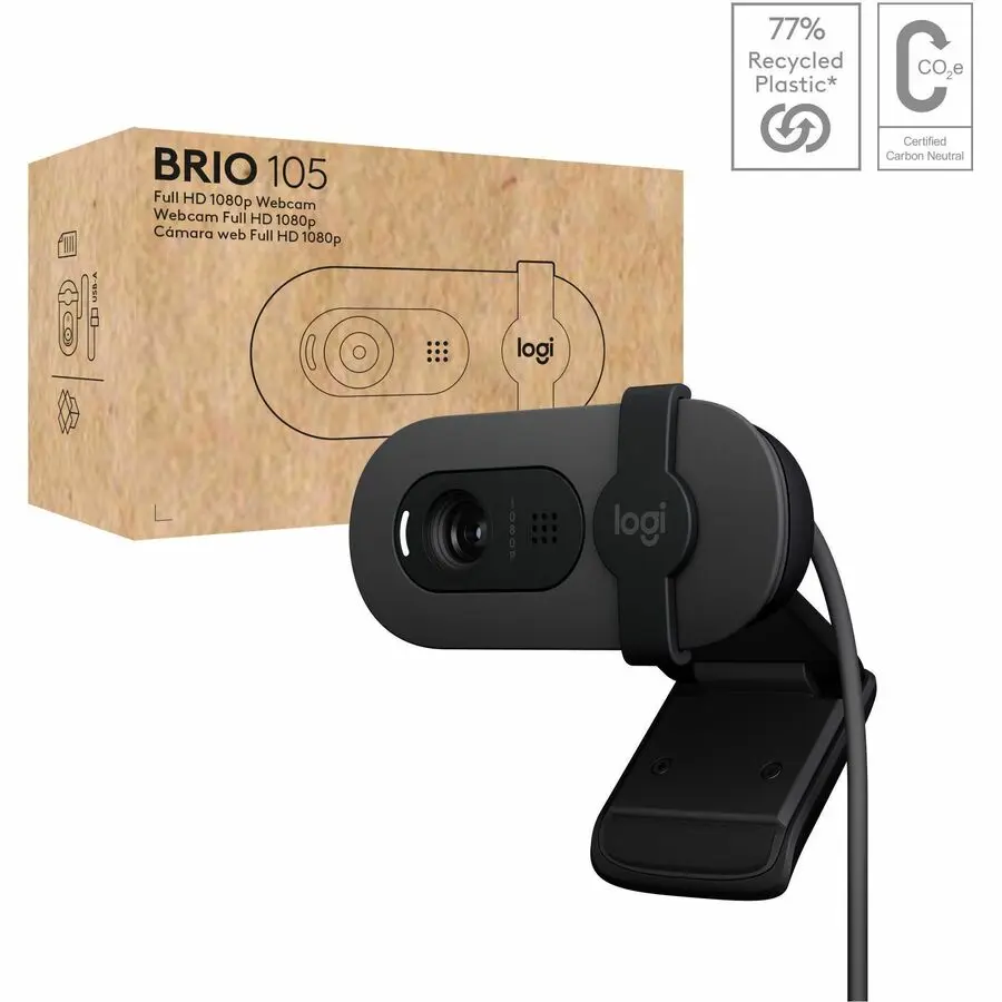 Logitech BRIO 105 FHD 1080p Wired USB-A Webcam Graphite 960-001579