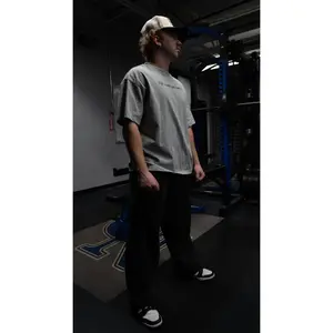 Heather Gray Oversized T-Shirt Menswear Top Man Cotton Tshirt Streetwear Casual