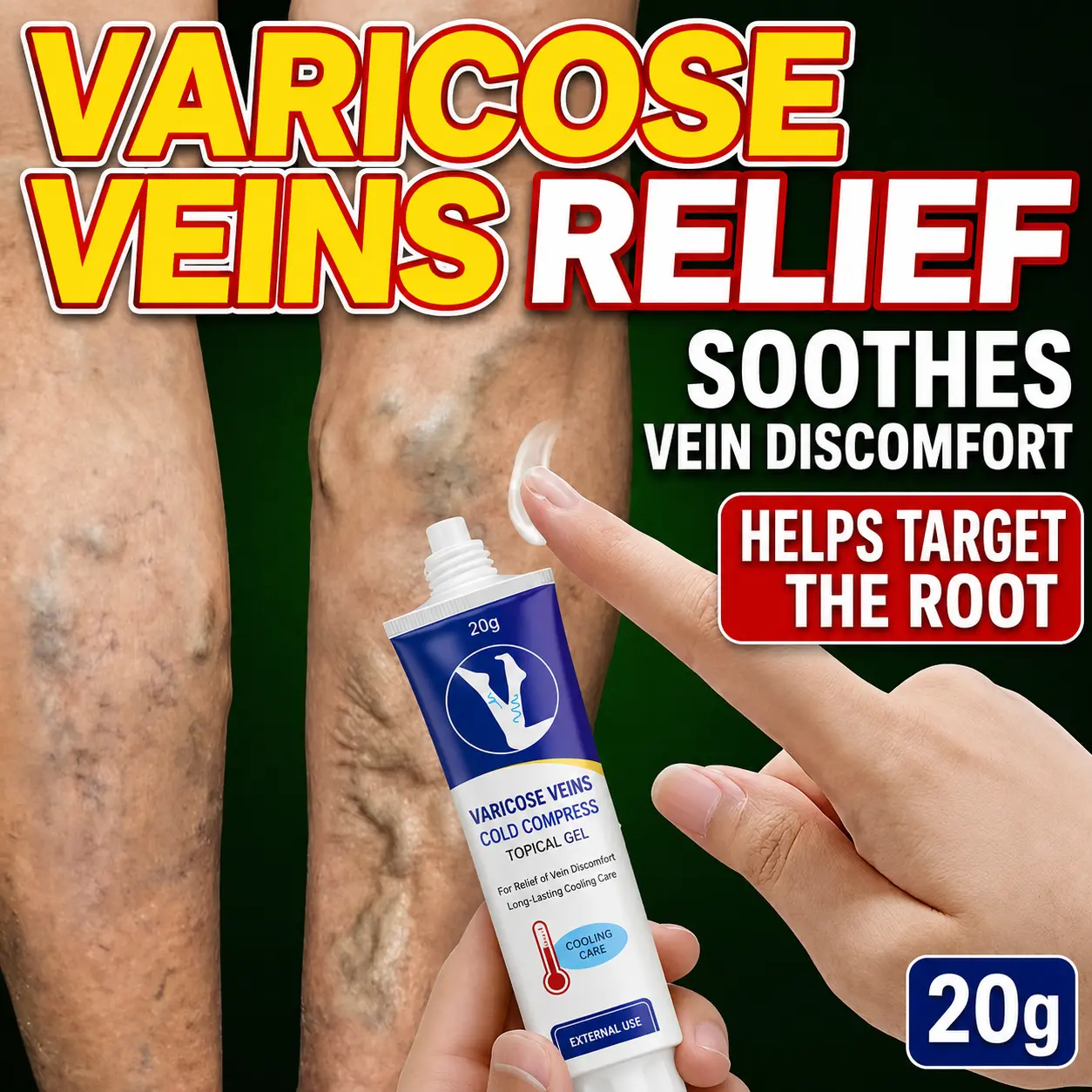 Lower limb soothing topical cream that improves blood flow, reduces calf vein dilation, muscle soreness and swelling, alleviates heaviness and discomfort in calves from prolonged walking, fades visible subcutaneous veins, and helps reduce varicose veins,