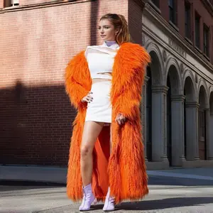Plus Size Faux Fur Women's Coat - Solid Color Mid-Length Long Sleeve Minimalist Elegant Warm Cozy Outfit for Fall Winter Daily Commute & Gatherings Womenswear Tops