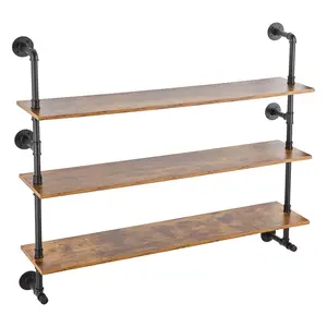 VEVOR Industrial Pipe Shelf 3 Tier 48x9.84in Wall-Mount for Kitchen Bedroom