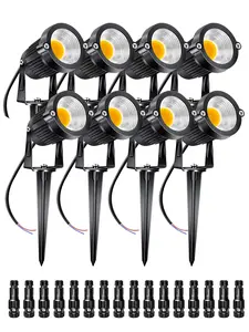 5W Low Voltage Landscape Lights Outdoor 12V AC/DC LED Landscape Lighting 3000K Warm White Waterproof Garden Spotlights 500LM COB Landscape Pathway Lights for Yard,Tree (8Pack with Connectors)