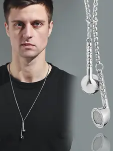 Silver Headphone Pendant Necklace | Music-Inspired Streetwear Accessory for Daily, Festival & Street Looks