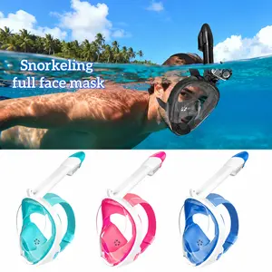 Full Face Snorkel Mask for Adults & Youth - 180° Panoramic View, Latest Dry Top Breathing System, Foldable Diving Mask with Camera Mount, Anti-Leak & Anti-Fog Design Snorkeling Gear
