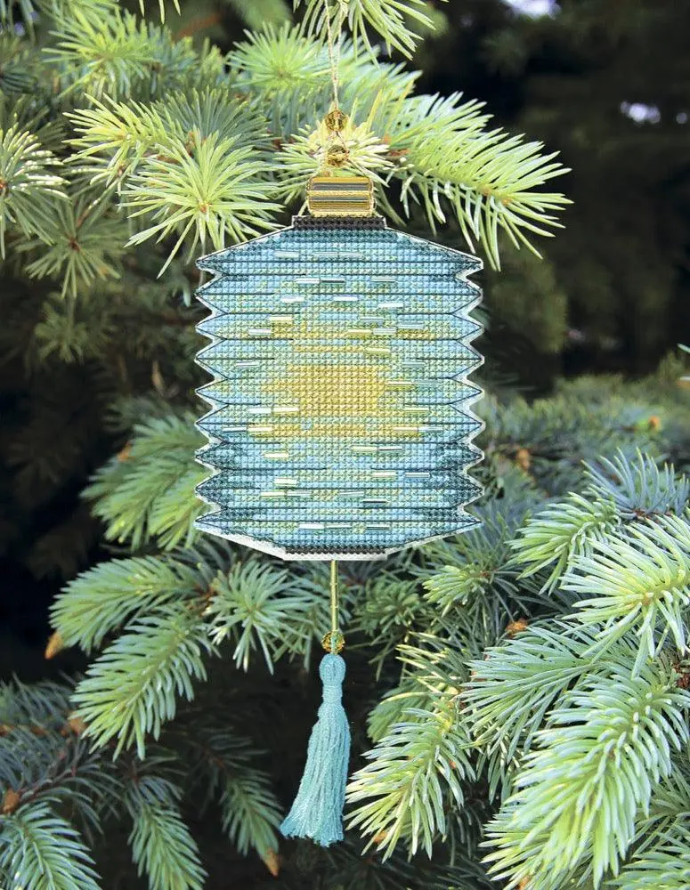 Colorful Lanterns Christmas Tree Toy Plastic Canvas Cross-Stitch Kit by Charivna Mit T-26C