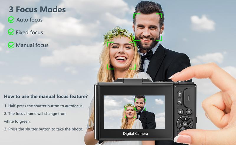 Product Introduction of 4K Digital Camera for Photography with 64MP, 3 Inch 180° Flip Screen, 18X Digital Zoom, 32GB Micro SD Card, 2 Batteries, Ideal for Beginners 7