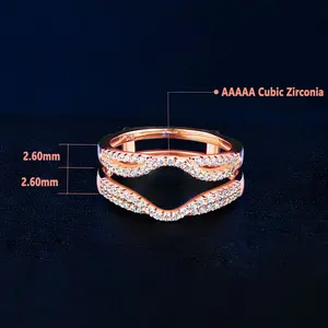 Solid 925 Sterling Silver Hollow Wedding Rings Enhancer For Women Round White AAAAA CZ Infinity Wrap Guard Band Yellow Gold Rose Gold Color Jewelry#Love Story#Love Story #Love Story