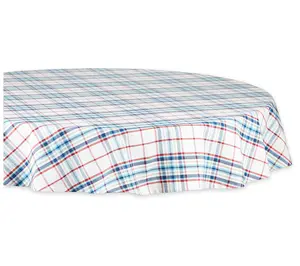 Design Imports 70" Round Lighthouse Plaid Tablecloth Design Imports 70" Round Lighthouse Plaid Tablecloth