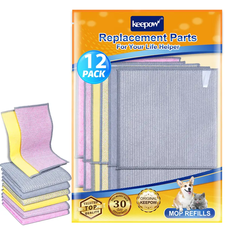 Keepow Double Layer Coconut Shell Silver Wire Mesh Knit Cleaning Cloth (4 pink + 4 gray + 4 yellow) 25*25cm, Dishcloths For Washing Dishes, Durable Cleaning Supplies