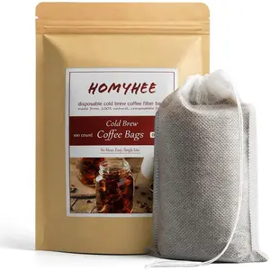 Cold Brew Coffee Filters - 100 Count Disposable Fine Mesh Brewing Bags for Concentrate/Iced Coffee Maker, French/Cold Press Kit, Hot Tea in Mason Jar or Pitcher, 4 x 6 Inches