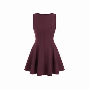 Cider Boat Neck Solid Ruffle Hem Mini Dress