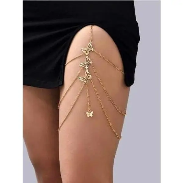 Gold Butterfly Adjustable Thigh Chain, Gold Thigh Chain, Leg Jewelry, Gold Thigh Garter, Leg Charm Chain, Leg Jewelry, Thigh Chain