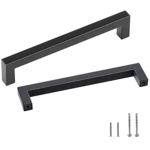 VEVOR 30 Pack Cabinet Pulls, 5.03in/ 128mm Center to Center Slim Square Kitchen Cabinet Drawer, Stainless Steel Modern Kitchen Cupboard Door Handles for Kitchen Bathroom Bar Hardware Matte Black