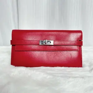 Pre-owned HERMÈS Hermes Classic Kelly Red Long Wallet|20793875