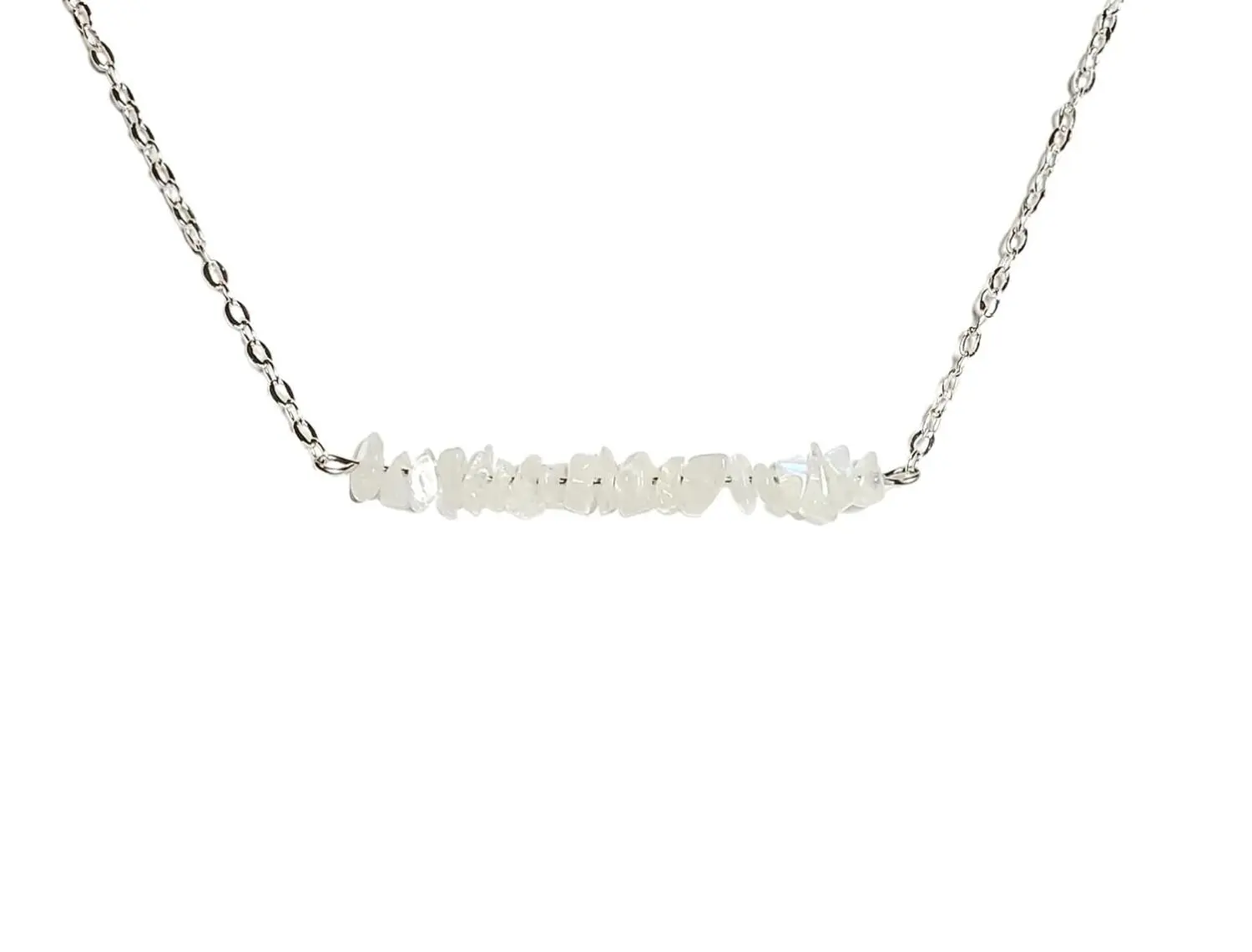 Dainty Moonstone Chip Necklace