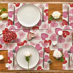 Heart Love Valentines Place Mats Set of 2 or 4, Perfect for Party Kitchen Decoration, Anniversary and Wedding Table Decor