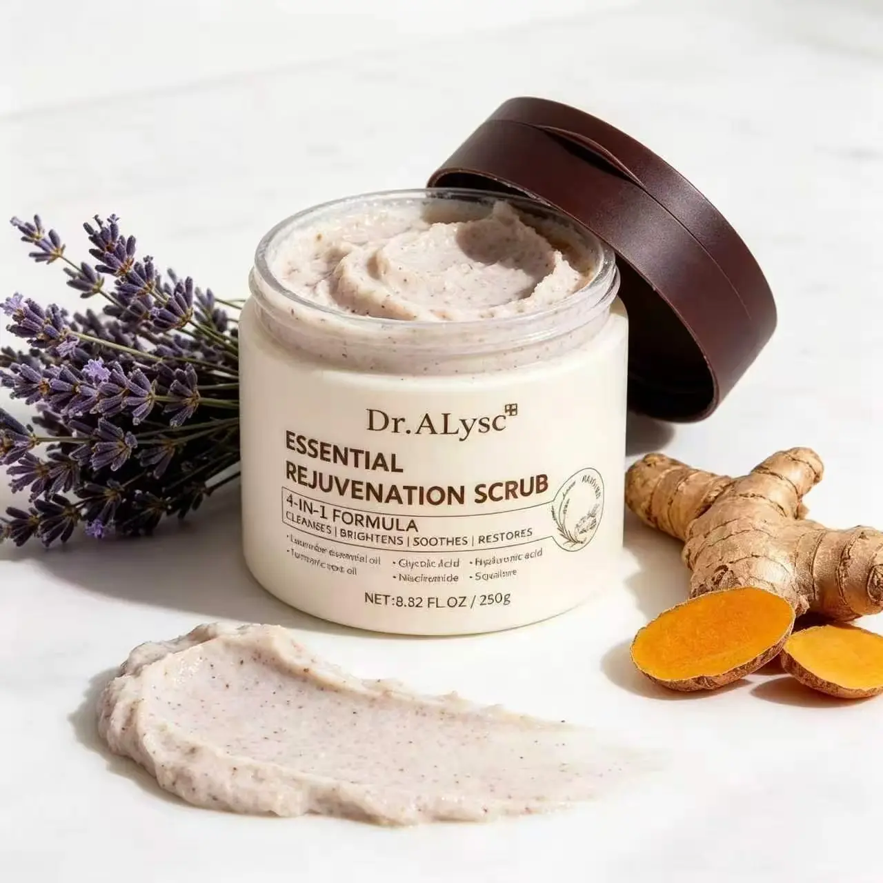 Dr. Alyce Rejuvenating Essence Scrub | Gentle Exfoliation, Skin Smoothing, Brightening, Moisturizing & Redness Relief. 4-in-1 Formula for Rough, Dull, Acne-Prone Skin & Sun Spots