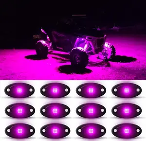 12X Purple LED Rock Lights Underglow Neon Light Decor For ATV UTV SUV Car Truck
