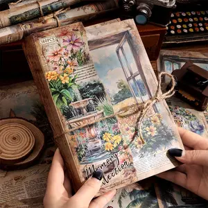 Vintage Natural Scenery Pattern Scrapbook Paper, 1 Count 160 Sheets Non-sticky Large Size Artistic Decorative Craft Paper, DIY Decorative Paper for Scrapbooking & Journal Making Scrapbook Materials