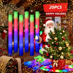 20PCS  LED Glow Faom Sticks Multi-Item Party Favors for Christmas, 3 Flashing Modes For Light-UP Foam Sticks, Glow Party Supplies, Perfect For Christmas gift ideas, Halloween, Decoration home, outdoor,Wedding Birthday, Other Festive Atmosphere Decorations