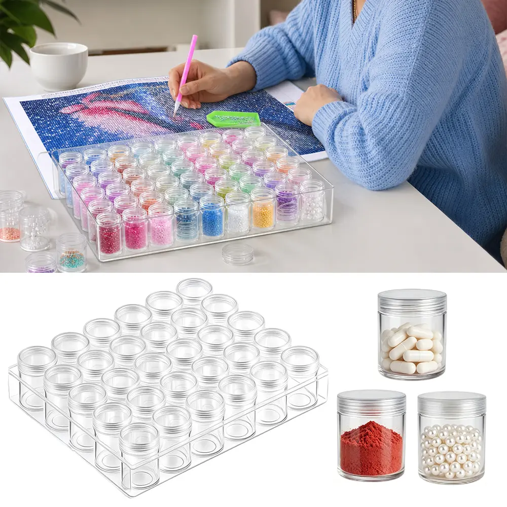 30 Compartment Diamond Painting Storage Case – Portable Bead Organizer with Tight Lids, Clear Box for Rhinestones, Sequins, Pills, Fishing Hooks – DIY Craft Essential