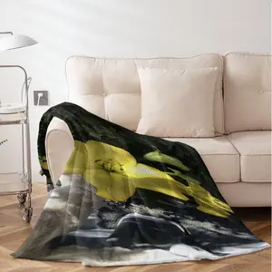 Flannel Nap Blanket, Natural Comfort Courtyard Light Theme, Lilies, Leaves, Gravel, Relaxing Afternoon Sleep