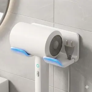 Waterproof Wall Mounted Hair Tool Organizer for Bathroom - No Drill Adhesive Holder for Hair Dryers, Straighteners, Curling Irons, Saves Space, Rustproof, Easy Installation, Perfect for Wet Areas.