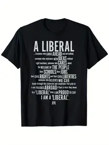 JFK Liberal Politics T-Shirt - 100% Cotton Casual Short Sleeve Tee with JFK Quote & Democratic Values (Civil Rights, Social Justice, Free Speech) - S-XXXL Sizes, Machine Washable Progressive Activist Apparel