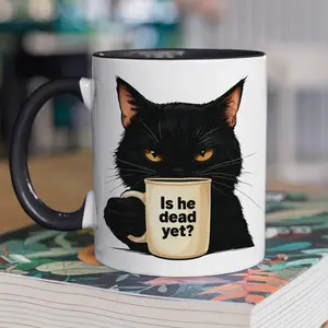 Sarcastic Cat Coffee Mug - Grumpy Black Cat 11oz Ceramic Mug - Perfect Gifts for Coffee Lovers