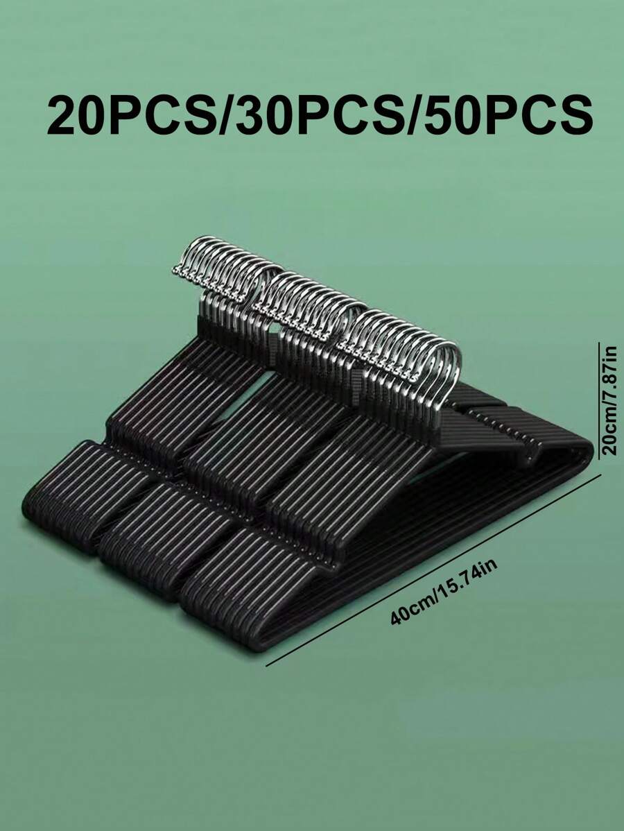 20pcs/30pcs/50pcs Stainless Steel Dip Coated Hangers With Shoulder Grooves, Durable & Space Saving Clothes Hanger