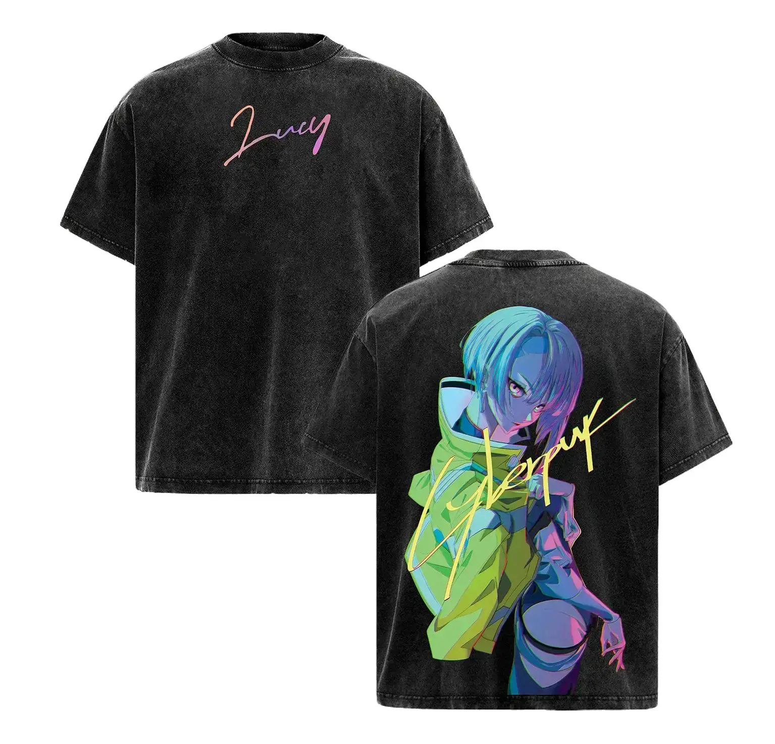 Cyberpunk Edgerunners Lucy Anime Graphic T-Shirt, Retro Acid Washed Neoncore Lightweight Cotton Tee, Unisex Oversized Streetwear for Gaming Fans & Otakus. Vintage Y2K Cyberpunk Merch, Trendy Edgerunners Clothing for Casual Wear & Anime Cons. Top Picks!!